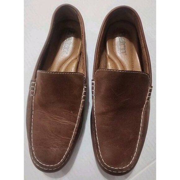 Born Mens Allan Driving Shoes Moccasins Loafers Slip One Brown Leather Size 9.5 - Picture 1 of 9
